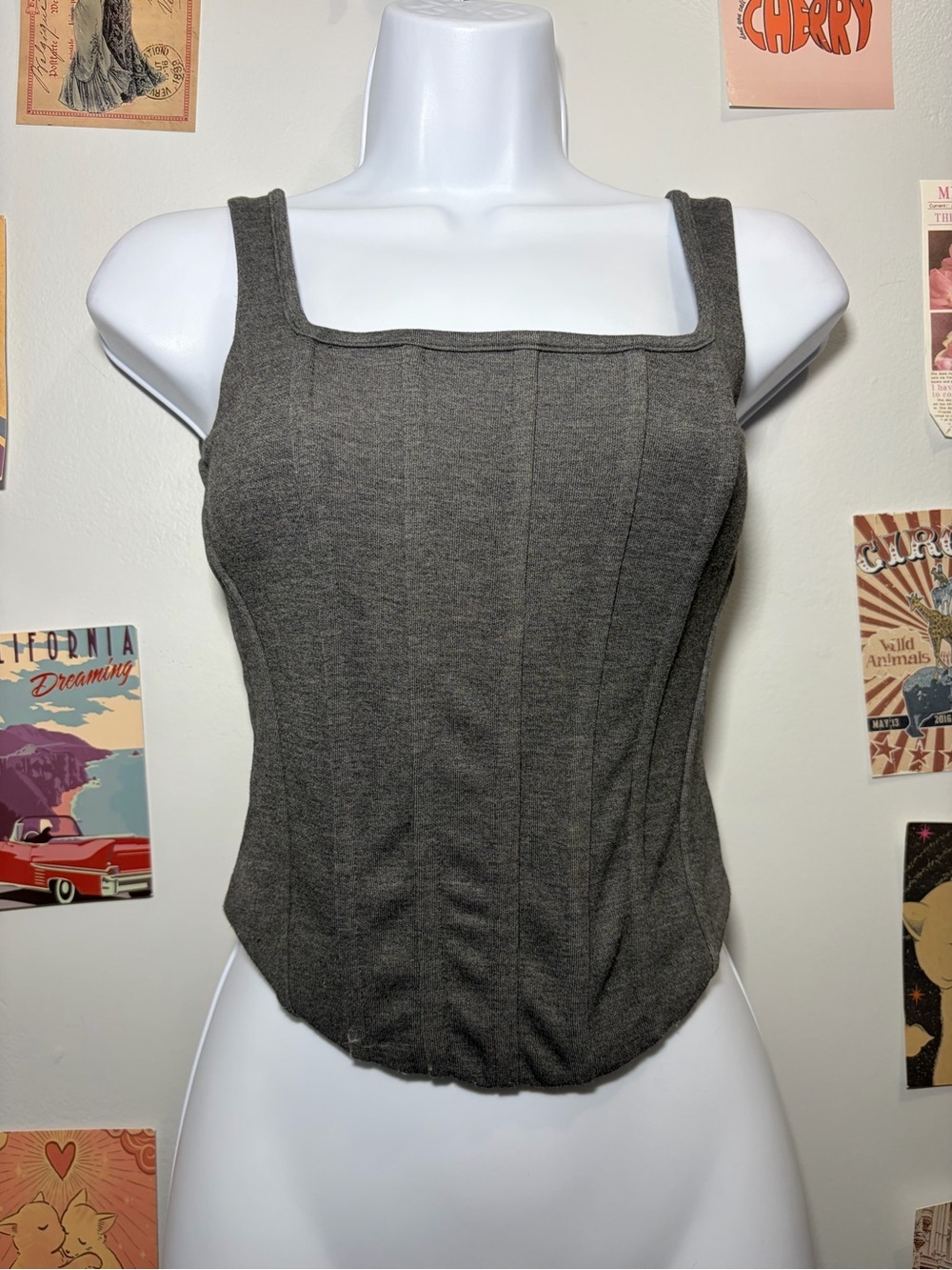 Express Square Neck Gray Camisole Tank